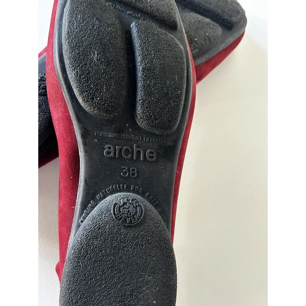 Arche Women's Red Burgandy Nubuck Ballerina Suede Slip On Shoes Round Heel 38 - Picture 9 of 11
